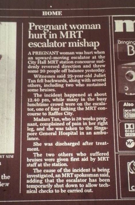 injuries from escalator