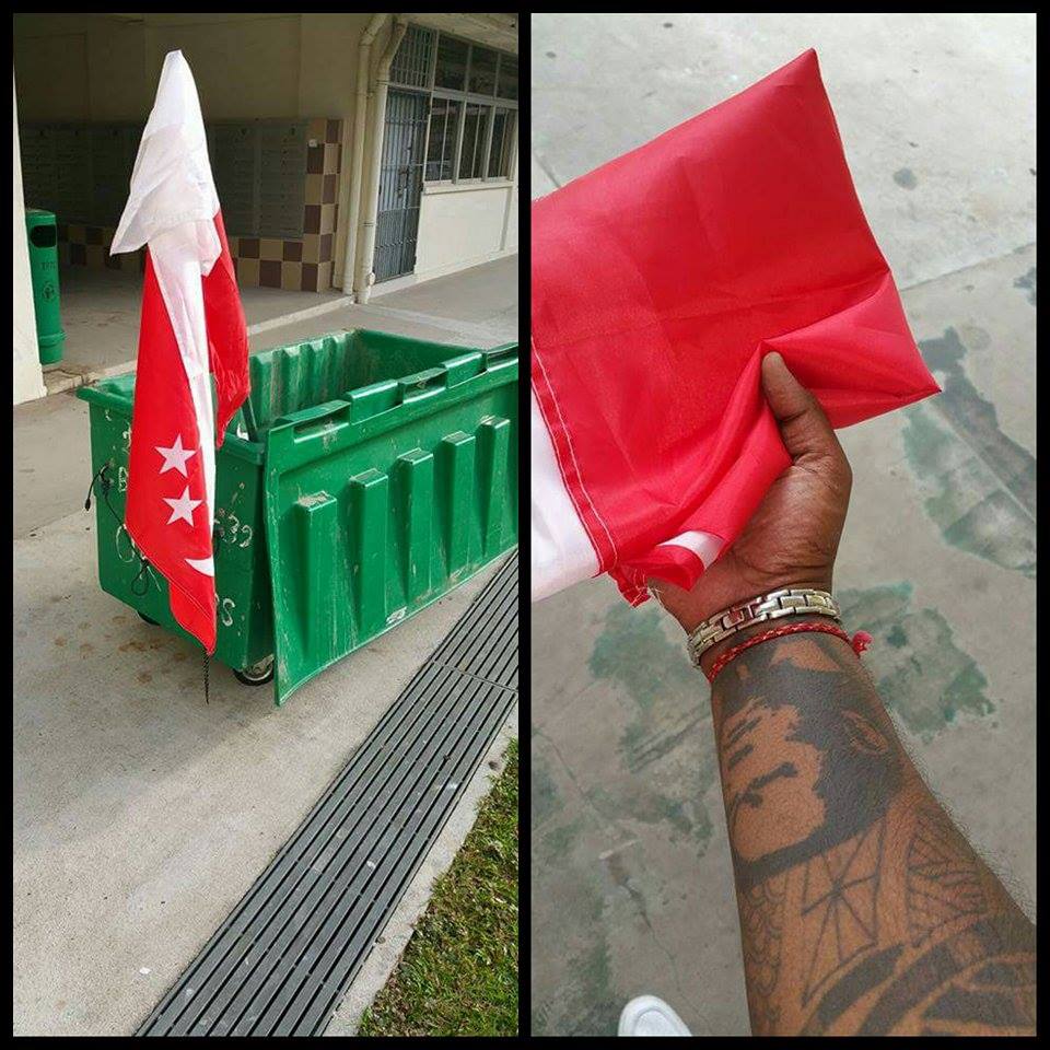 Upon spotting the flag, Mr Siva was quick to remove it.