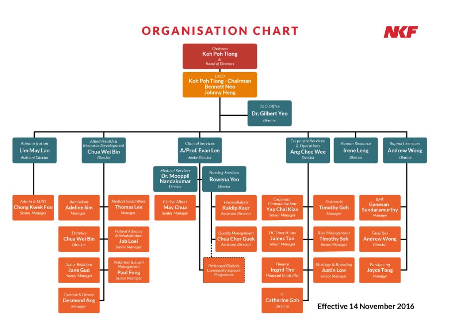 Mr Edmund Kwok's name was not on NKF's online organisation chart on 16 November 2016, and the chart indicated the structure was effective starting 14 Nov / chart source: NKF