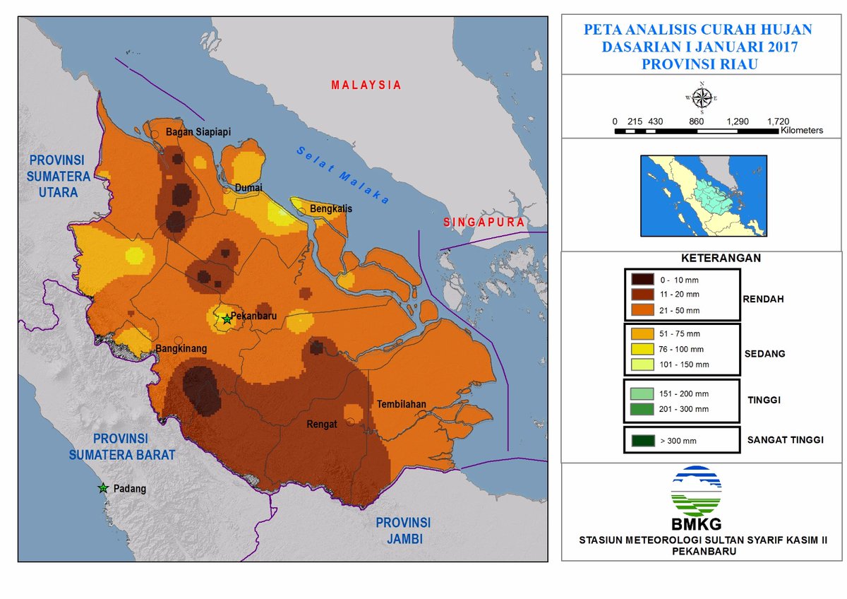 Rainfall in Riau getting low. Dry conditions starting. Beware of land and forest fires / source: twitter.com/sutopo_bnpb