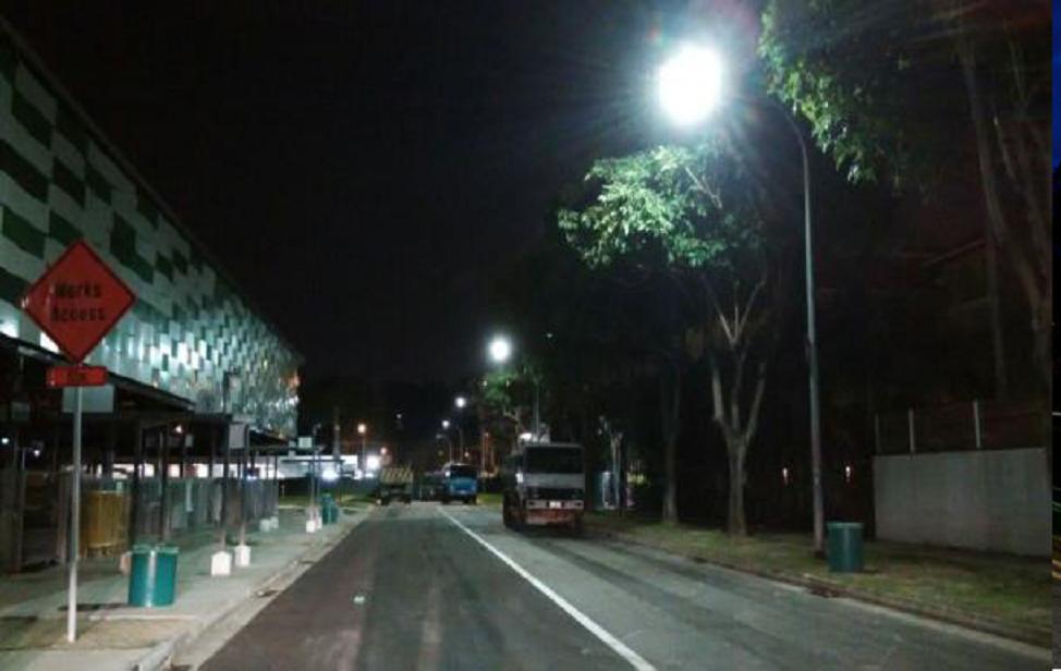 Trial for medium-powered LED street lights at Tekka Lane / photo: LTA