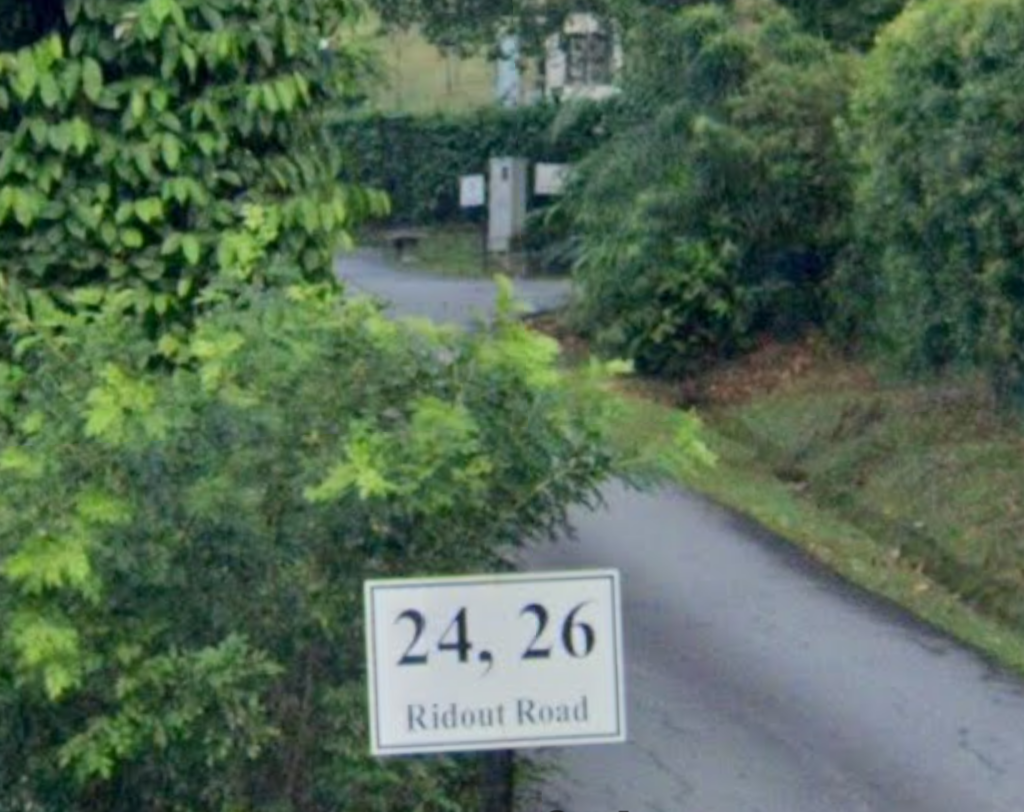 Security guard post at 26 Ridout Road (Image from Google Maps dated August 2024)