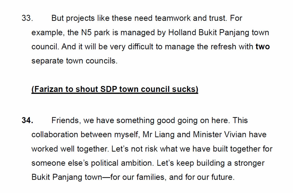 Screenshot of Edward Chia's script for his speech on 30 April 2025. The shout was never delivered.
