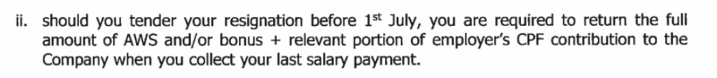 AWS clawback clause in J’s contract with CE
